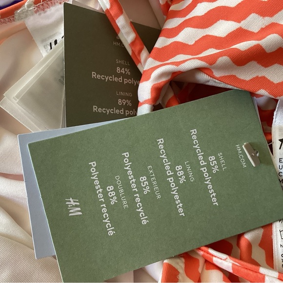 H & M Padded triangle bikini top Size 4 orange and white pattern NWT - Picture 5 of 6